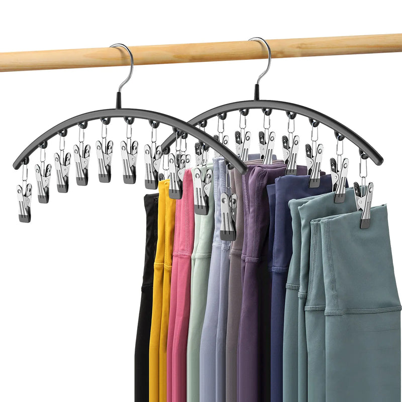 Varal de Roupas em Aço Inoxidável com 10 Clips - Rack de Secagem à Prova de Vento para Roupas e Meias